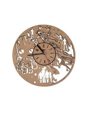 Guardians Of The Galaxy-Themed Wooden Wall Clock Laser-Cut Design Groot & Rocket